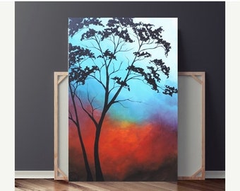 Spring Sale Tree Painting, Abstract Painting, Original Abstract Painting on Canvas, Professional Painting, Wall Art, 36x24 by Heather Day