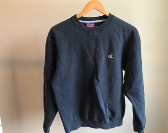 Navy Champion Logo Crewneck Medium