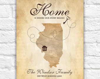 Housewarming Gift Custom Map New Homeowners Art Print House And Key Housewarming Gift Custom Map New Homeowners Art Print House And Key