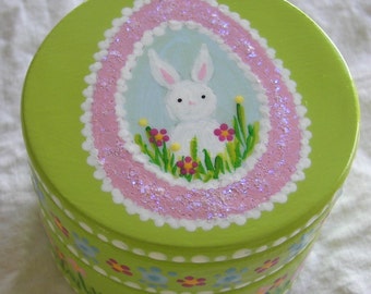 Hand Painted Love Boxes Easter Sugar Egg Bunny Box Wood