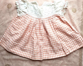 I960s Vintage Gingham Baby Girl's Smock Top