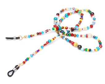 Thin RandomJane short glasses chain colorful beaded hippie boho random style summer accessory for kids, eye and sun glasses made in Vienna