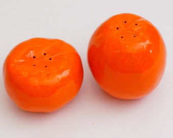 Vintage Orange Tangerine Salt and Pepper Shakers