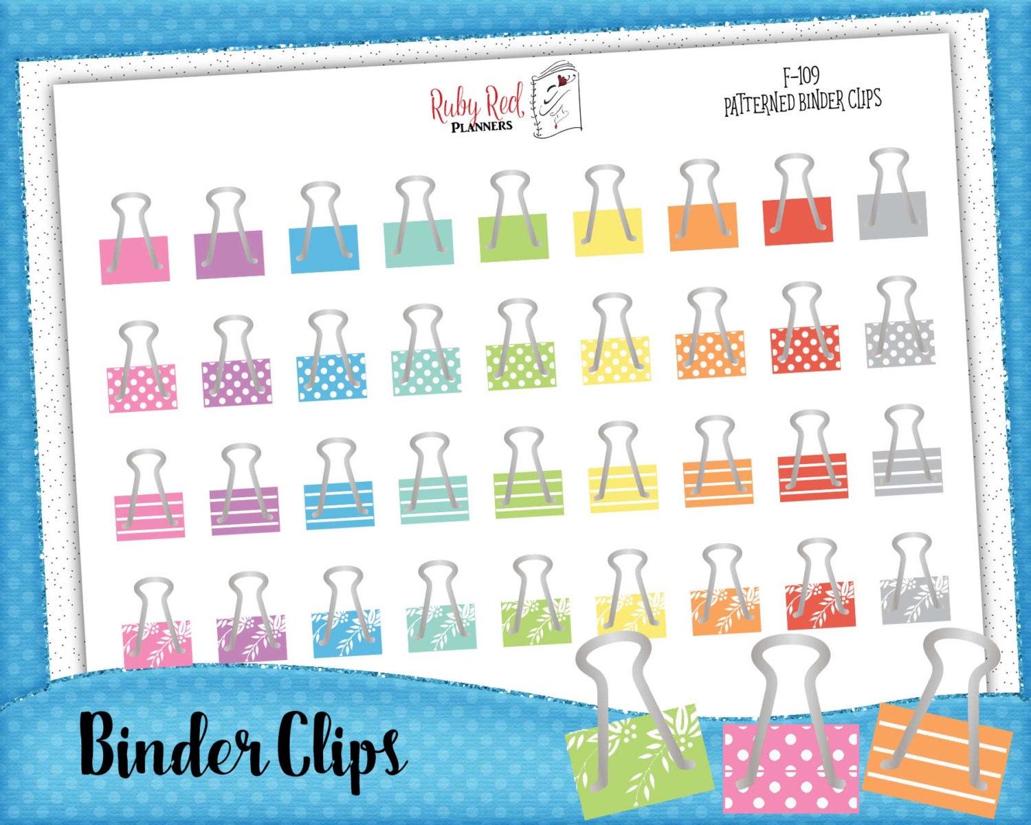 Binder Clip Stickers Planner Stickers Binder Stickers