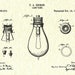 1890 Edison Light Bulb Patent Print Vers 2 Wall Art