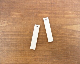 Wood Rectangle / Bar Earring 1 3/4" (44.45mm) x 3/8" (9.5mm) x 1/8" (3mm) Laser Cut Jewelry Shapes 1 Hole - 25 Pieces