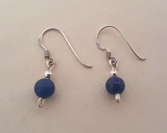 Lapis Lazuli and Sterling Silver Drop Earrings