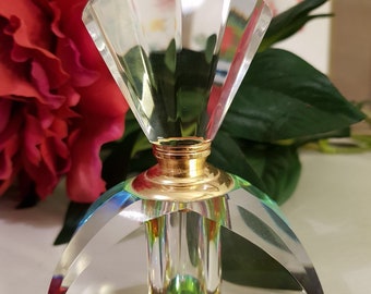 Crystal Art Deco, Vintage Perfume Refillable Bottle and Dauber