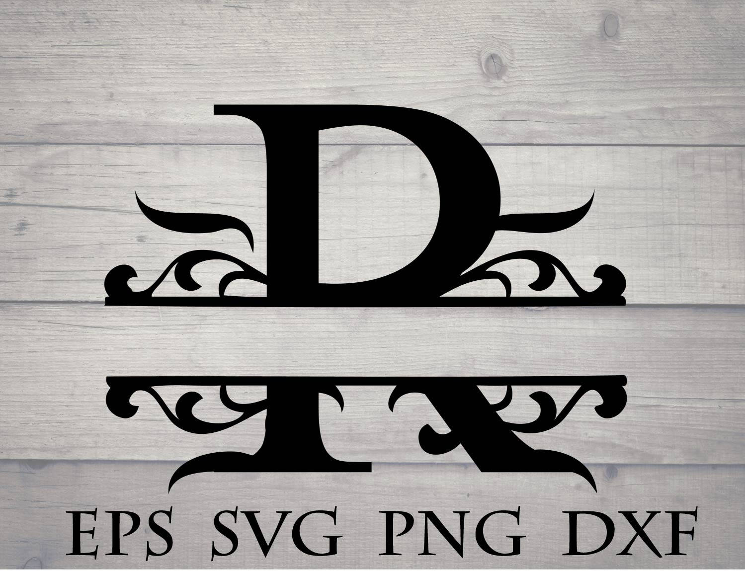 Split initial svg / split letter R monogram svg split