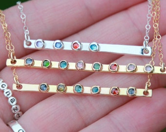 BIRTHSTONE BAR NECKLACE - gold birthstone bar Necklace - Birthstone Bar Necklace - Gold Bar - Gold Bar Necklace - Bar Jewelry - Bar