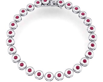 Tiny Bezel-Set Ruby Tennis Bracelet, Ruby Bracelet, Bezel-Set Bracelet, Tiny Bracelet, Bezel-Set Tennis Bracelet, Gift For Her, Present