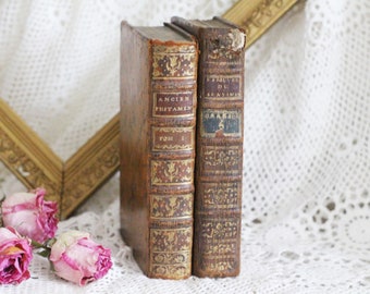 Set of 2 Antique French Leather Bound Books - 18th Century - Paris