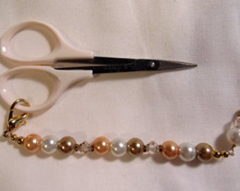 Swarovski Crystals And Glass Pearls Scissor Fob Minder for Embroidery Needlepoint Scissors Zipper Pull