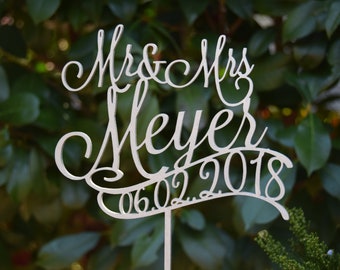 Rose Gold wedding Wedding Cake Topper, Wedding Cake Decor,Save the Date Topper - Wedding Gift, Valentine Day Cake Topper
