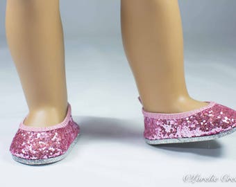 American Girl SHOES Pink SPARKLE Ballet Flats for American Girl or 18 inch doll