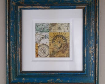 Pretty little print on wooden frame 24x24 cm