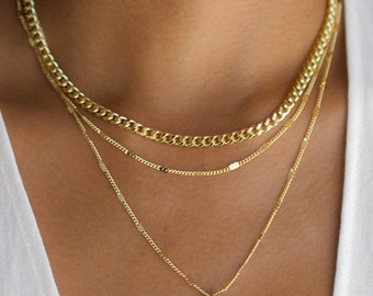 3 Layer Necklace, Layered Necklace Set, Gold Disc Necklace, 3 Layer Chain Necklace, Thick Gold Chain Necklace, Gold Layering Necklace