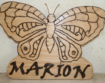 Natural with name wood door panel