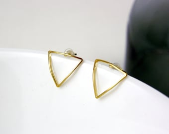 Gold plated earrings A12 triangle-
