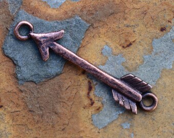 2 Antique Copper Arrow Connectors - 36x8mm Nunn Designs LOW SHIPPING