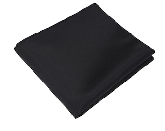 Ultimate Black Pocket Square.Silk Pocket Square.Black Handkerchief.