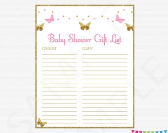 Printable Gift List Boy Baby Shower Guest Sign-in Sheet