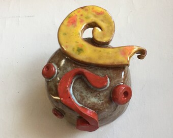 Miniature wall decor, abstract, nature inspired, ceramic sculpture