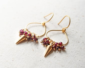 Garnet Earrings, January Birthstone, Gemstone Earrings, Gift for Her