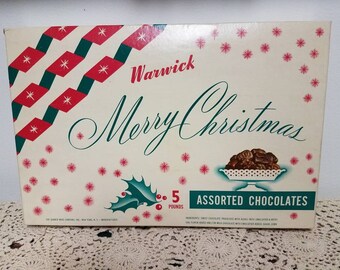 Vintage Warwick Merry Christmas Chocolates Box
