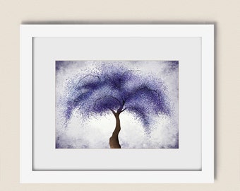 Dark Purple Decor Abstract Tree Wall Print 5 x 7, Nature Home Wall Art, Living Room Decor (114)