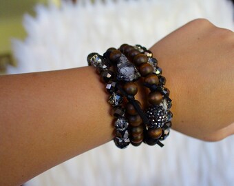 Walk On The Dark Side Stacked Bracelets