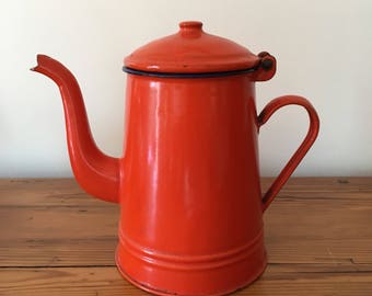 Numbered orange retro coffee pot