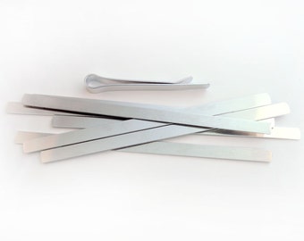 Ten Aluminum Tie Bar Blanks, 1/4 Inch by 3 inch, 3003 Aluminum, Flat Tumbled Aluminum Blank for Hand Stamping
