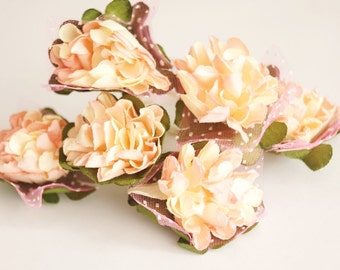 Bridal Hair Accessories, Orange and Yellow flower Hair Bobby Pin- set 6
