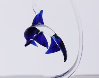 Hand Blown Glass Baby Dolphin with Hanging Stand