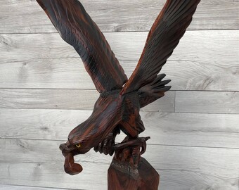 Ironwood Eagle With Snake Carving