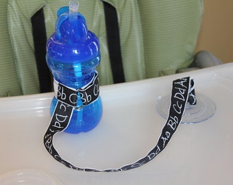 Sippy Cup Leash, Sippy Cup Strap, Suction Sippy Strap, New Baby Gift, Christmas Gift - Alphabet