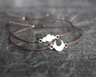 Crescent moon bracelet, cloud bracelet, small sterling silver bracelet, minimal bracelet, modern bracelet