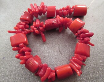Red Bamboo Coral Cupolini Branch/Nuggets Beads