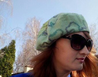 Turquoise felt beret