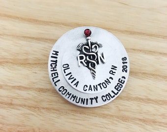 Registered Nurse Pin - Pinning Ceremony - Custom Stacked Nurse Pin - Personalized Nurse Brooch - Nurse Pin - Nursing School Graduate