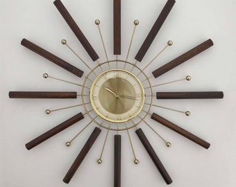 Vintage Starburst Wall Clock - Mid Century Modern