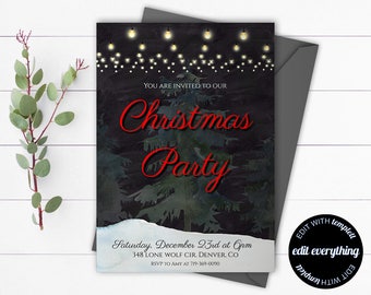 Chalkboard Christmas Party invitation template - Printable Invitation to Holiday Party - Printable Christmas Invitation - Blackboard Invite