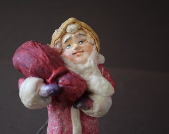 Antike Vintage federleicht Baum Weihnachten Ornament gesponnen Baumwolle Zwerg