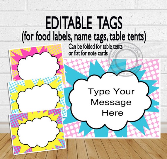 Printable superhero food labels