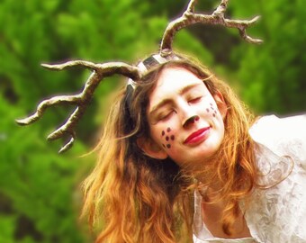 Deer Antlers Stag Doe Faun Fawn Hart Red Sika Muntjac Satyr Horns Woodland Spirit Costume Fancy Dress Custom Colour Shape Anime Cosplay