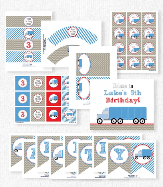 Semi Truck Birthday Decorations Semi Truck Party Printables