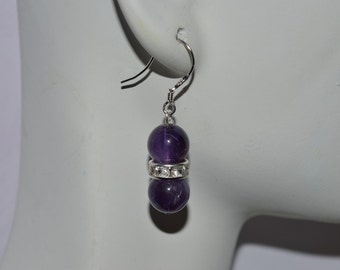Amethyst with Crystal Rhinestone Earring