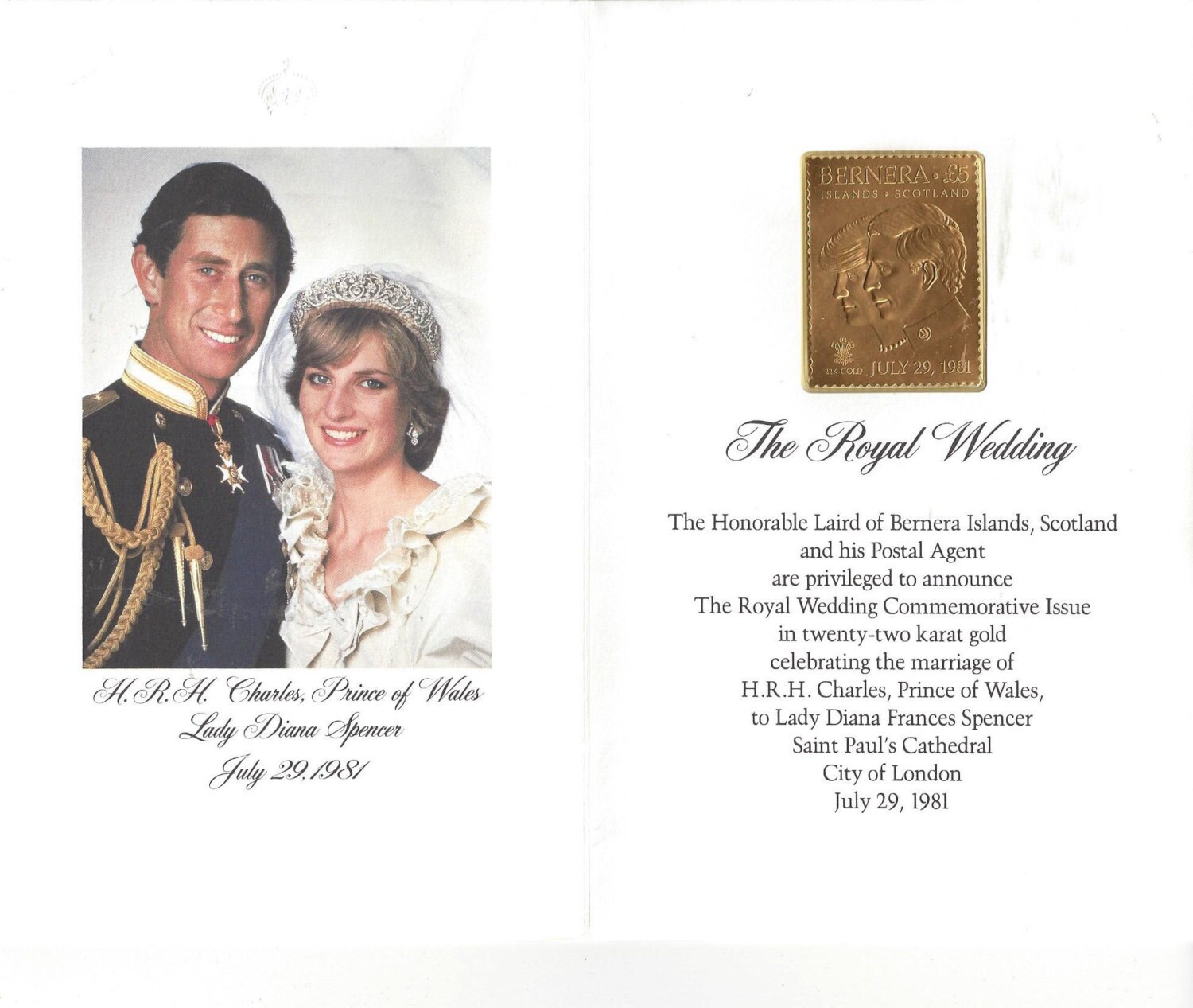 Image for 1981 the royal wedding gold stamp