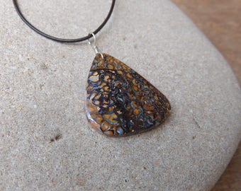 Boulder opal jewelry - gem stone pendant necklace - handmade in Australia - natural stone necklace - unique tear drop jewellery -